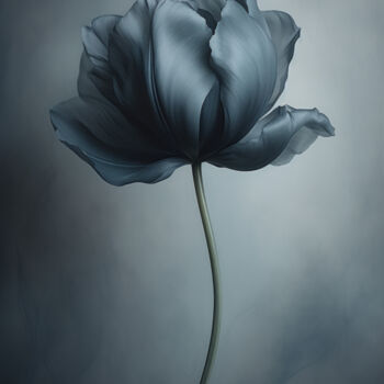 Цифровое искусство под названием "Black Flower 1" - Bilge Paksoylu, Подлинное произведение искусства, Изображение, сгенериро…