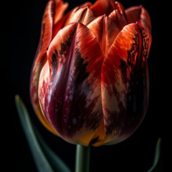 Digital Arts titled "Red Tulip" by Bilge Paksoylu, Original Artwork, AI generated image