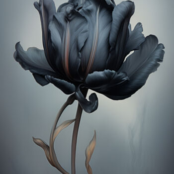 Arts numériques intitulée "Black Flower 6" par Bilge Paksoylu, Œuvre d'art originale, Image générée par l'IA