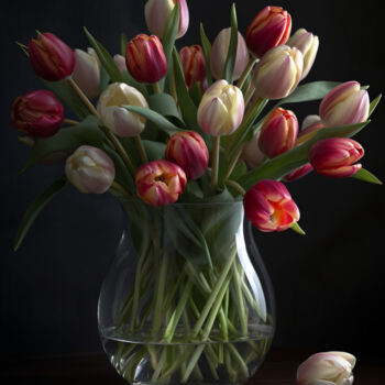 Arts numériques intitulée "Colourful Tulips 2" par Bilge Paksoylu, Œuvre d'art originale, Image générée par l'IA