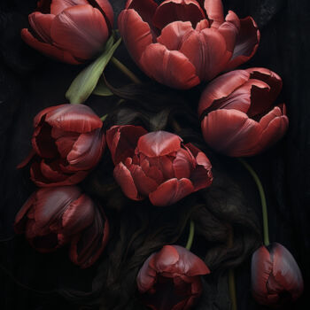 Arte digitale intitolato "Close Up Tulips 2" da Bilge Paksoylu, Opera d'arte originale, Immagine generata dall'IA