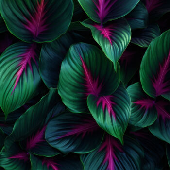 Digital Arts titled "Colourful Leaves 1" by Bilge Paksoylu, Original Artwork, AI generated image