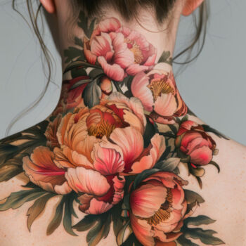 Arte digital titulada "Girl with Tattoo 1" por Bilge Paksoylu, Obra de arte original, Imagen generada por IA