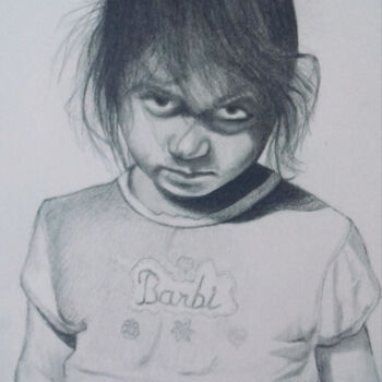 Zeichnungen mit dem Titel "The girl child" von Bilgehan Altinoglu, Original-Kunstwerk, Bleistift