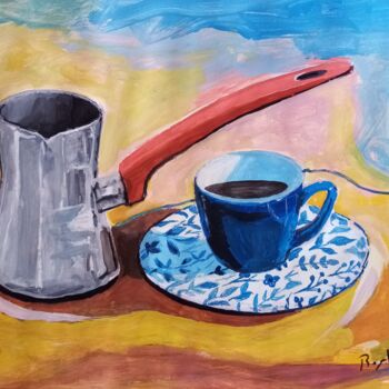 Peinture intitulée "Turkish coffee" par Bilgehan Altinoglu, Œuvre d'art originale, Aquarelle