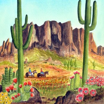 Painting titled "Arizona" by Bill Holkham, Original Artwork, Watercolor