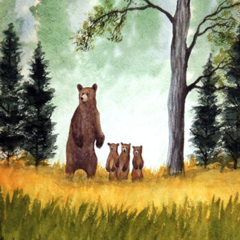 Painting titled "When Bears Smell Th…" by Bill Holkham, Original Artwork, Watercolor