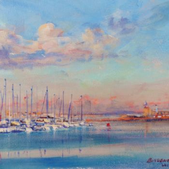 Painting titled "Calm Evening from t…" by Bill O'Brien, Original Artwork, Acrylic Mounted on Cardboard
