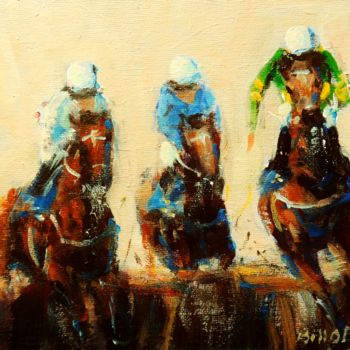 Painting titled "Horse Racing, Hurdl…" by Bill O'Brien, Original Artwork, Acrylic Mounted on Cardboard