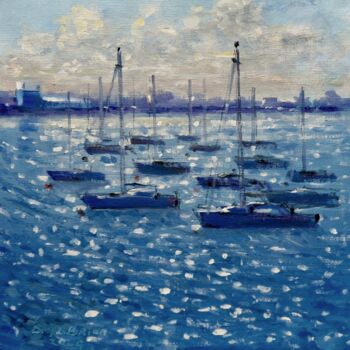 绘画 标题为“Howth Harbour Dubli…” 由Bill O'Brien, 原创艺术品, 油
