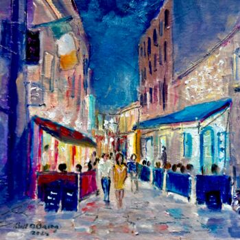 Painting titled "Quay Street Galway…" by Bill O'Brien, Original Artwork, Oil