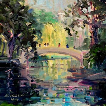 Painting titled "St. Stephens Green…" by Bill O'Brien, Original Artwork, Oil Mounted on Cardboard
