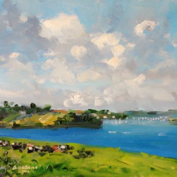Painting titled "Walking to Helford…" by Bill O'Brien, Original Artwork, Oil Mounted on Wood Panel