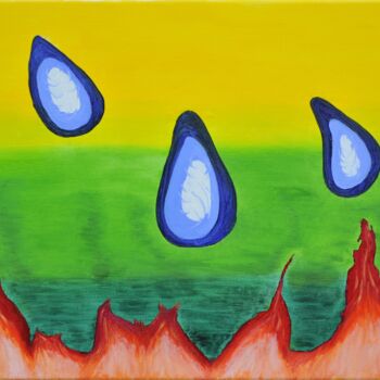 제목이 "Feuer"인 미술작품 Bina Sommer로, 원작, 기름 나무 들것 프레임에 장착됨