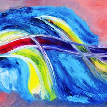 Картина под названием "Wasserfall" - Bina Sommer, Подлинное произведение искусства, Масло Установлен на Деревянная рама для…
