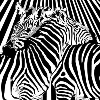 Digital Arts titled "Zebra Hug" by Binary Option, Original Artwork
