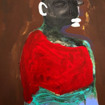 Malerei mit dem Titel "woman in red" von Ellie Ali, Original-Kunstwerk, Acryl