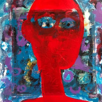 Malerei mit dem Titel "Red - collage" von Ellie Ali, Original-Kunstwerk, Acryl