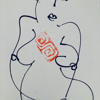 Картина под названием "Nude 5" - Ellie Ali, Подлинное произведение искусства, Чернила