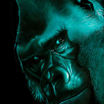 Malarstwo zatytułowany „le gorille vert” autorstwa Emmanuel Diot, Oryginalna praca, Akryl
