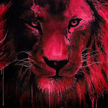 Malerei mit dem Titel "le lion rose" von Emmanuel Diot, Original-Kunstwerk, Acryl