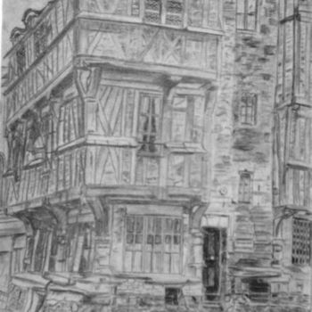 Drawing titled "Gasse in Bayeux" by Birger Dicke, Original Artwork, Other