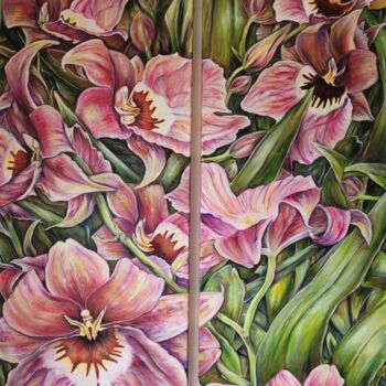 Schilderij getiteld "Tropische Blütenlie…" door Birgit Deuschle (BIGUI), Origineel Kunstwerk, Acryl Gemonteerd op Frame voor…