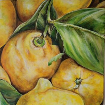 Malerei mit dem Titel "Zitronen" von Birgit Deuschle (BIGUI), Original-Kunstwerk, Acryl Auf Keilrahmen aus Holz montiert