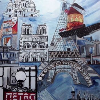 Pintura titulada "paris.jpg" por Birgitt Negro, Obra de arte original