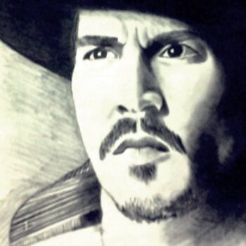 Drawing titled "johnny depp" by Birsen Yıldırım, Original Artwork, Charcoal