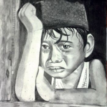 Dibujo titulada "sadness of a child" por Birsen Yıldırım, Obra de arte original