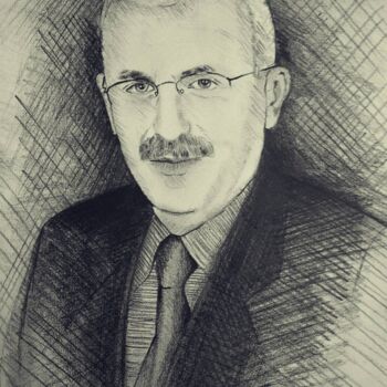 Drawing titled "a teacher" by Birsen Yıldırım, Original Artwork, Charcoal