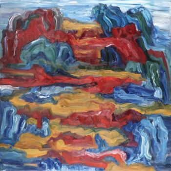 Painting titled "The lake, forest, e…" by Birute Nomeda Stankuniene, Original Artwork, Oil