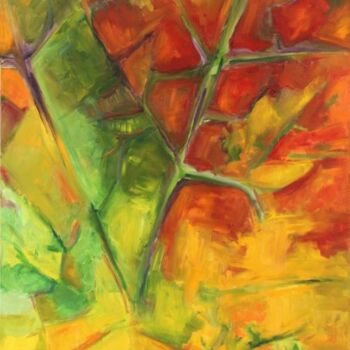 Peinture intitulée "The maple leaf 1" par Birute Nomeda Stankuniene, Œuvre d'art originale, Huile