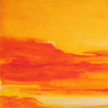 Schilderij getiteld "The Orange Sky" door Birute Nomeda Stankuniene, Origineel Kunstwerk, Olie