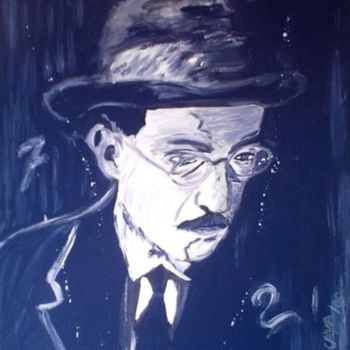 Painting titled ""Fernando  Pessoa"" by Fernanda Biscaya, Original Artwork, Acrylic Mounted on Other rigid panel