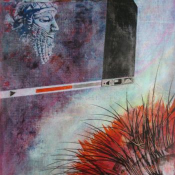Malerei mit dem Titel "Assurbanipal live" von Helmut Bischof, Original-Kunstwerk, Wachs