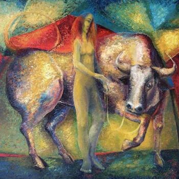 Painting titled "Taming" by Biser Panayotov, Original Artwork, Oil