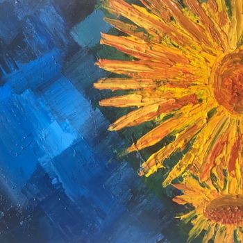 Painting titled "Sunflower Heat" by Chantal Bishop-Corre, Original Artwork, Acrylic