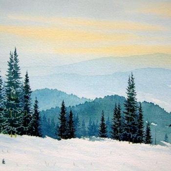 Pittura intitolato "Winter landscape" da Biser Dimitrov, Opera d'arte originale, Olio