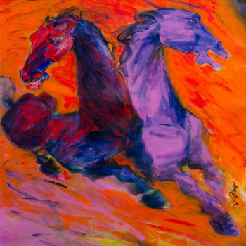 Painting titled "Horse Power 119" by Biswajit Das, Original Artwork, Acrylic