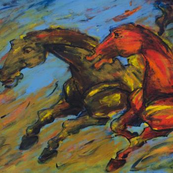 Painting titled "Horse Power 120" by Biswajit Das, Original Artwork, Acrylic