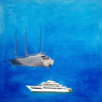 Картина под названием "Yacht art" - Rida Abbadi, Подлинное произведение искусства, Масло