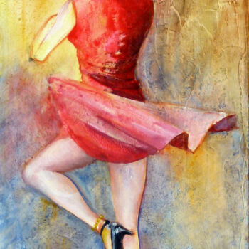Pintura intitulada "La petite robe rouge" por Bivan, Obras de arte originais, Acrílico Montado em Armação em madeira