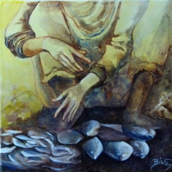 Peinture intitulée "Un poisson" par Bivan, Œuvre d'art originale, Acrylique Monté sur Châssis en bois