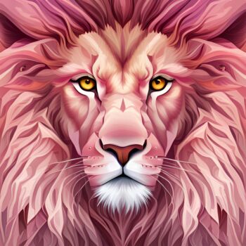 "Pink Lion" başlıklı Dijital Sanat Beiza Wieland tarafından, Orijinal sanat, AI tarafından oluşturulan görüntü