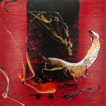 제목이 "Spikey Red"인 미술작품 Björn Wiedemann로, 원작, 아크릴 나무 들것 프레임에 장착됨