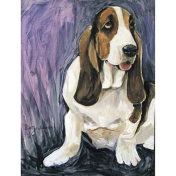 Painting titled "Basset Hound Canine" by Betty James, Original Artwork