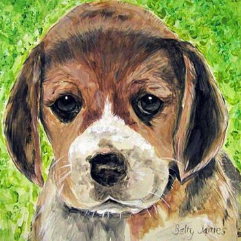 Картина под названием "Beagle Puppy Canine" - Betty James, Подлинное произведение искусства