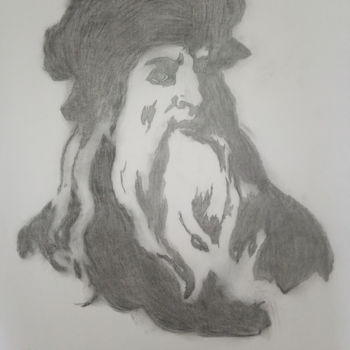 Рисунок под названием "Leonardo da Vinci" - Bianchini Jr, Подлинное произведение искусства, Древесный уголь